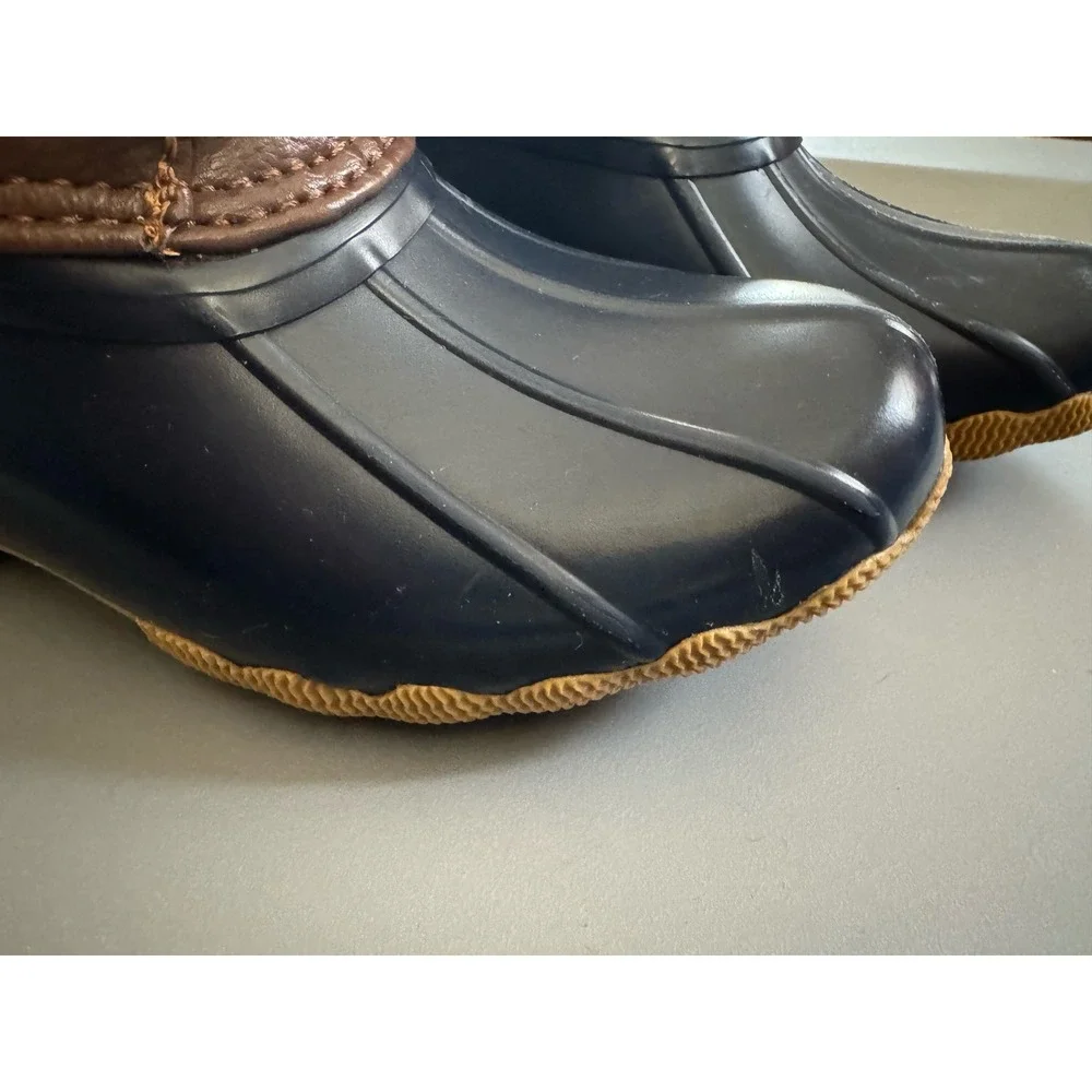 Sperry Kids Saltwater Duck Boots Navy Brown Blue CG55203A Size 11M